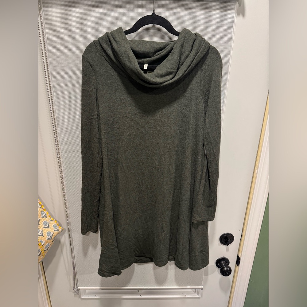 Sage Olive Green Cowl Neck Dress
